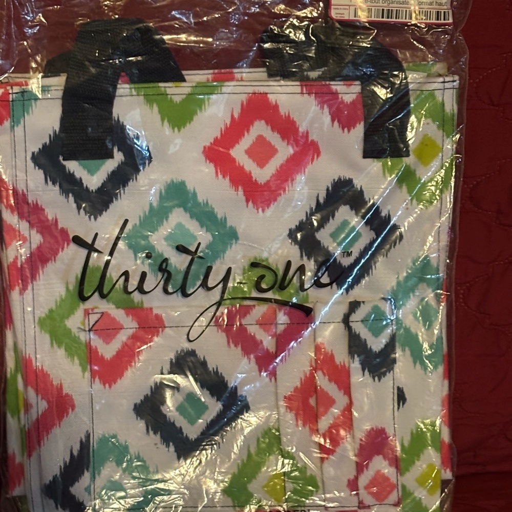 Thirty-One Tall Organizing Tote with Multicolor Stripes